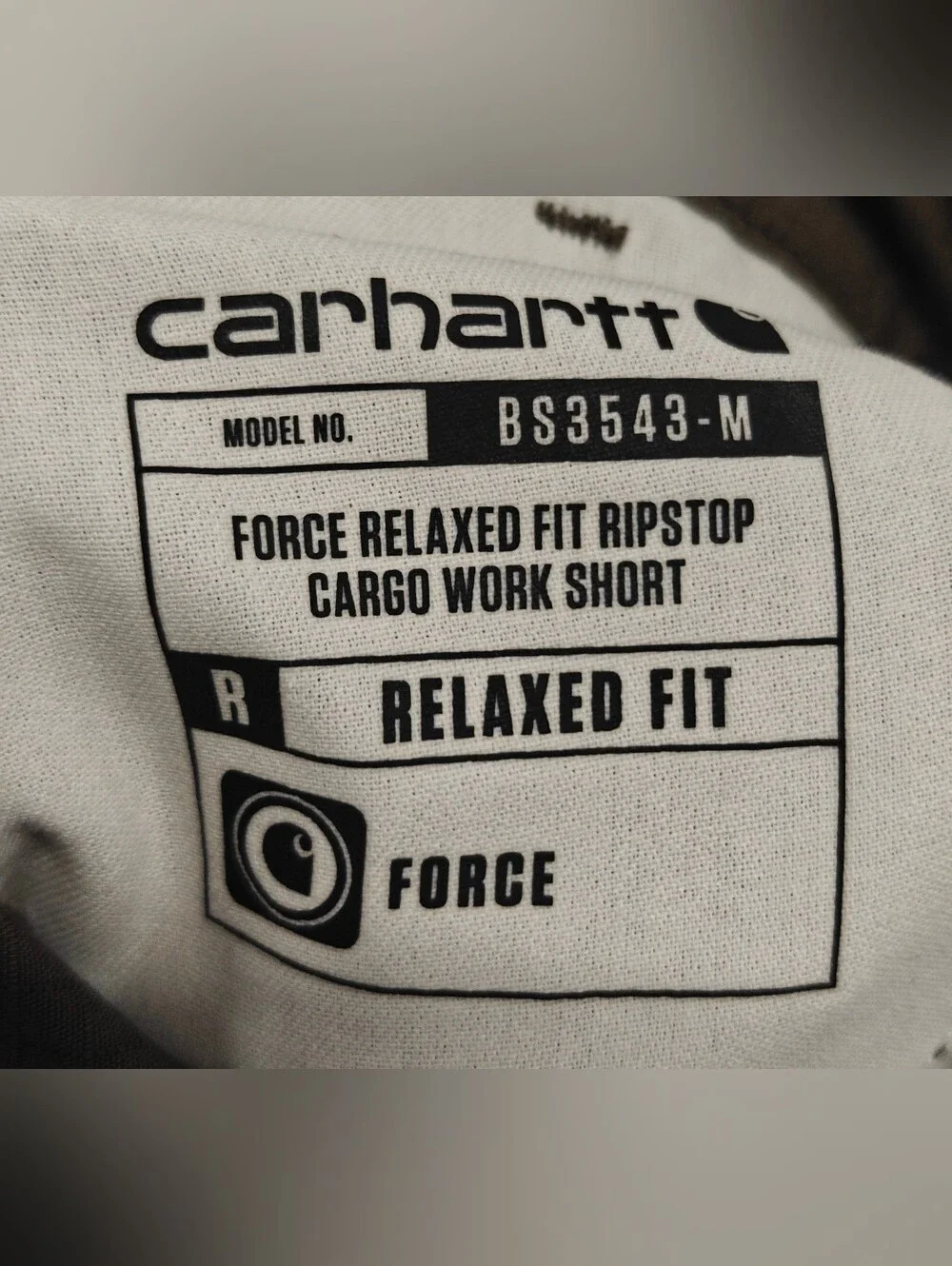 Carhartt Work Shorts Men's 48 Force Relaxed Fit Ripstop Cargo Olive Green